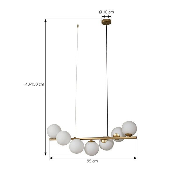 Lucande Pendelleuchte Isandro (Design, Modern) in Gold / Messing aus Metall (7 flammig G9) - Glas Hängelampe Esstischlampe Hängeleuchte Wohnzimmerleuchte
