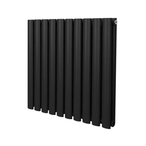 Oval Röhrenheizkörper - 600mm x 600mm - Schwarz