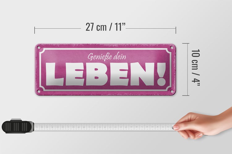 Blechschild Spruch 27x10cm genieße dein Leben Dekoration