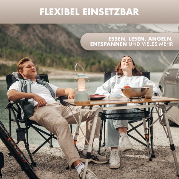 Campingstuhl bis 160kg belastbar - faltbar - eingebaute Taschen- gepolstert mit Sitzkissen