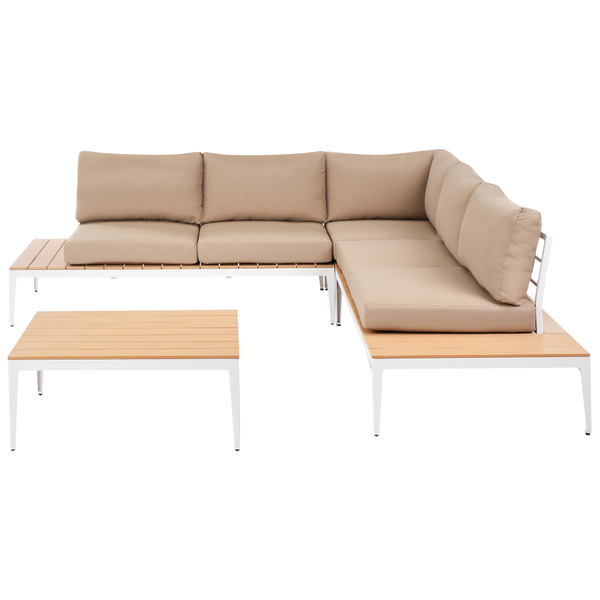 Garten Ecksofa mit Tisch 5-Sitzer POSITANO Hellbraun