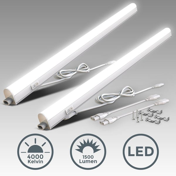 Unterbauleuchte 2er Set - 15W, 1500lm, LED, Stecker, erweiterbar, neutralweiß, weiß