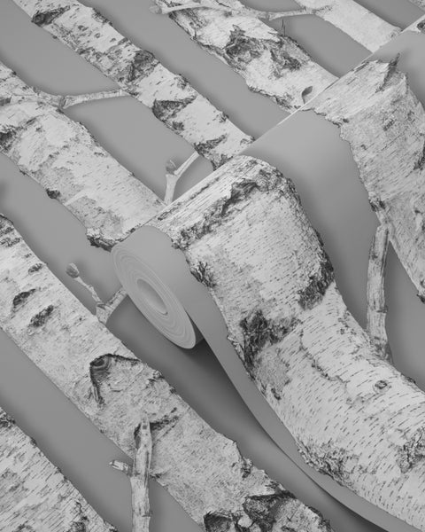 Tapetenrolle mit Birkenstamm-Motiv