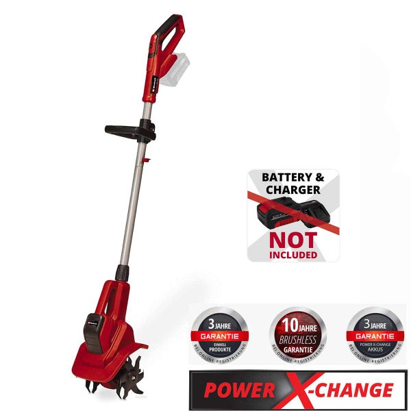 Einhell Akku Bodenhacke ohne Akku und Ladegerät mit Garantiesiegeln und Power X Change Logo