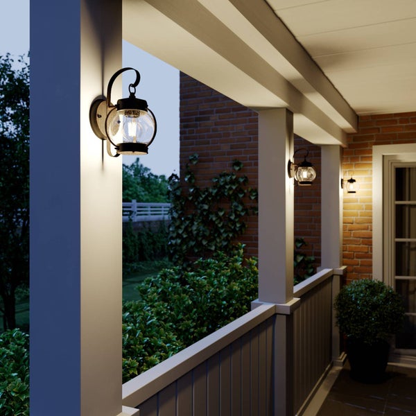 Lindby Wandleuchte außen Gerlo (Landhaus, Vintage Rustikal) in Braun aus Aluminium (1 flammig E27) - Außenwandleuchten Wandlampe Led Außenlampe Outdoor für Außenwand/Hauswand Haus