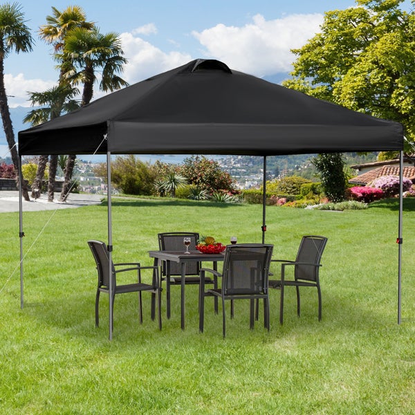 Outsunny Pavillon ca. 3x3m, wasserdicht Stabil Winterfest Pop-up Faltpavillon, UV Schutz, Faltbar Partyzelt, Gartenzelt mit Tasche, Gartenpavillon für Camping Garten, Schwarz