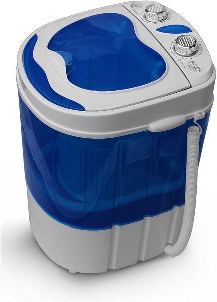 JUNG ADLER AD8051 Mini Waschmaschine mit Schleuder blau, Waschautomat bis 3 KG, Reisewaschmaschine, Miniwaschmaschine, Camping Mobile Waschmaschine, Toploader (1 Kammer)
