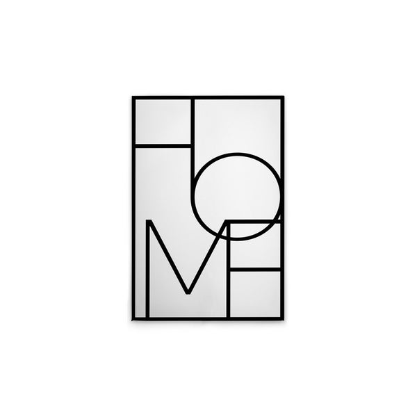 Dekoratives Wandbild mit dem Schriftzug HOME im Rahmen