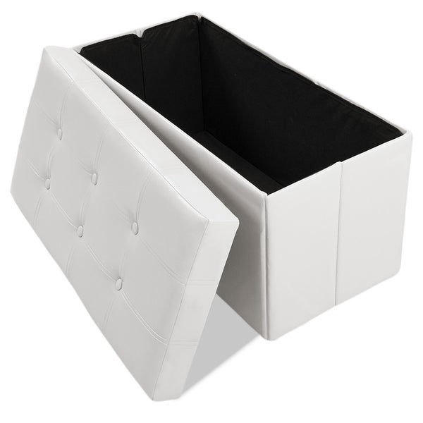 Faltbarer Sitzhocker aus Kunstleder mit Stauraum 80x40x40cm