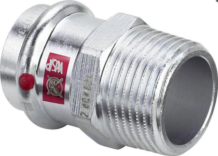 Viega Profipress Übergangsstück aus Metall mit Außengewinde und Pressanschluss.