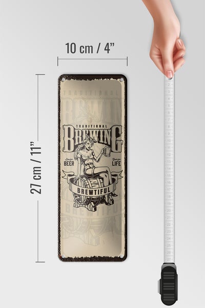 Blechschild Spruch Traditional Brewing live for Beer 10x27cm