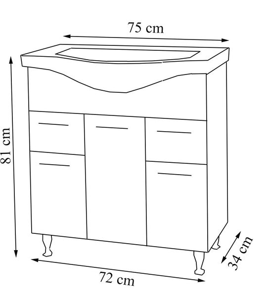 2-tlg. Waschplatz Waschtisch Schubladen Lisalo XL