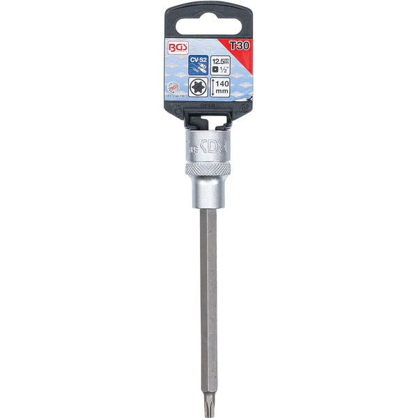 BGS technic T30 Innenvielzahn-Bit mit einer Länge von 140 mm und einem 12.5 mm Vierkant Antrieb