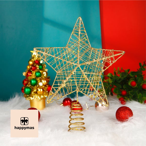 Goldener Stern als Baumspitze für den Weihnachtsbaum