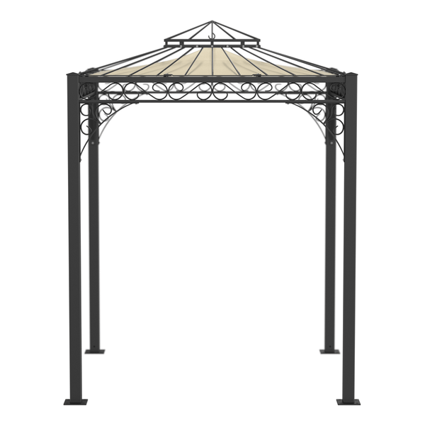Pavillon ELEO Meran 2 x 2 m schwarz - pulverbeschichtet | mit Sonnensegel ecru