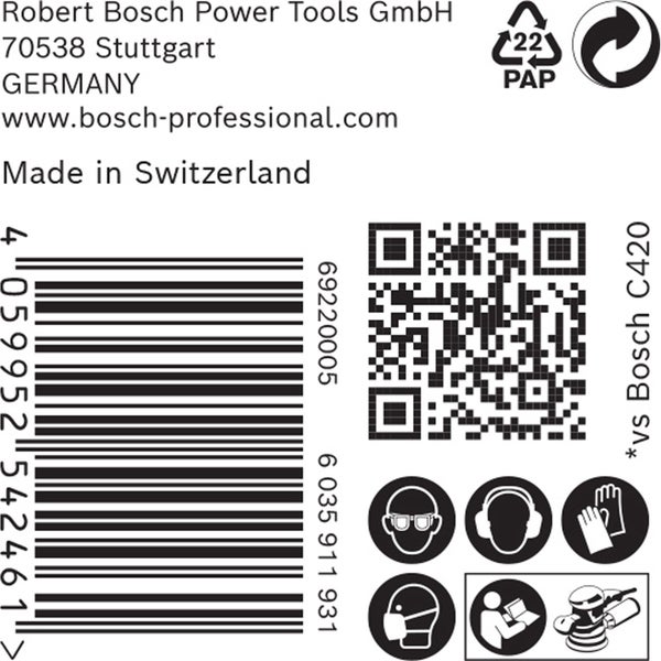 Robert Bosch Power Tools GmbH Informationen, Barcode, QR-Code und Schutzsymbole