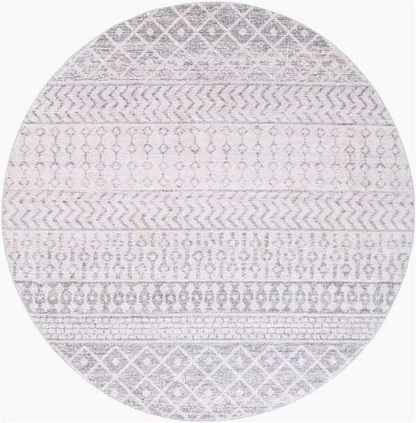 Runder Skandinavischer Boho-Teppich Grau/Weiß Ø 160 cm MILA