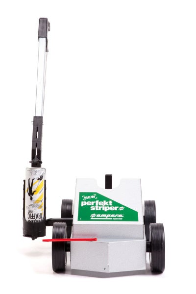 Markierwagen + 12x 500ml Farbe, 2 Kegel + Schild Traffic Paint® / gelb