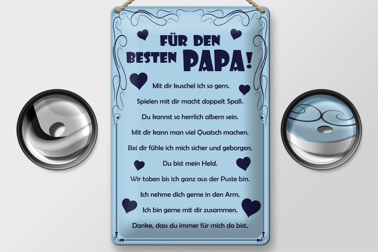 Blechschild Spruch 20x30cm Für den besten Papa