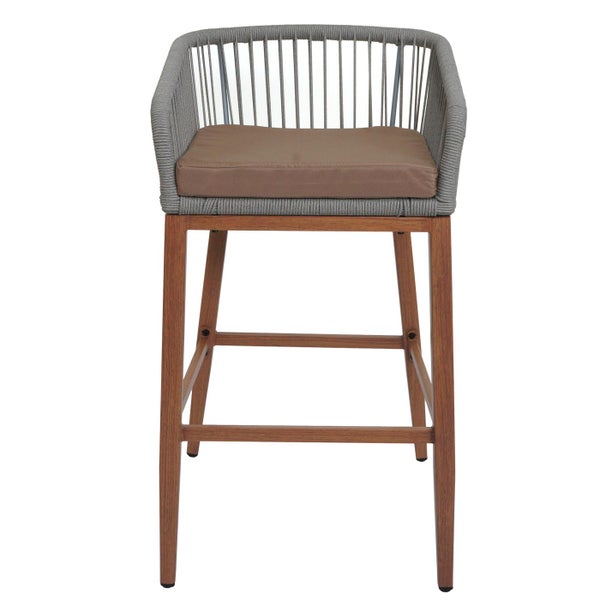 Barstuhl mit Armlehnen, geflochtenem Design und Sitzkissen