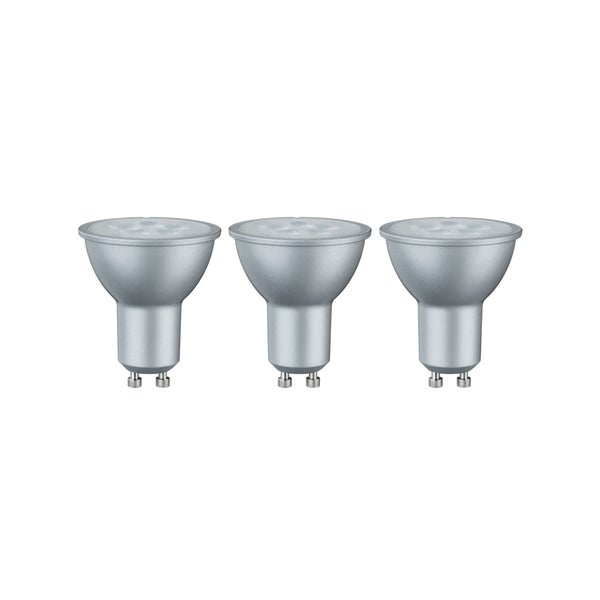 Standard 230V LED Reflektor GU10 3er-Set 3x425lm 3x6,5W 2700K Alu