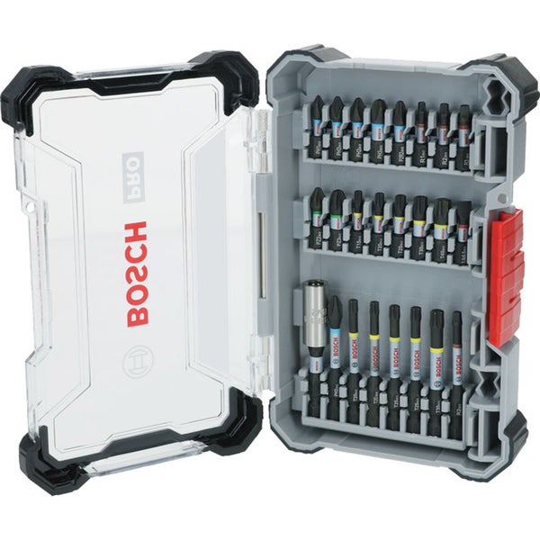 Bosch Bitset mit verschiedenen Schrauberbits in geöffneter Box