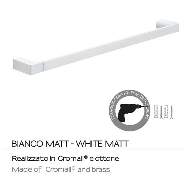 Mattweißer Badetuchhalter 60cm, Wandmontage | Giacinto