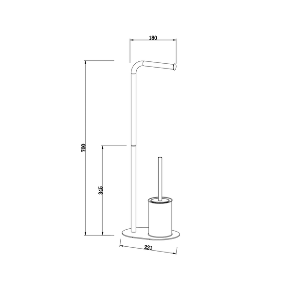 Ständer mit Toilettenpapier- und Bürstenhalter, ovale Basis