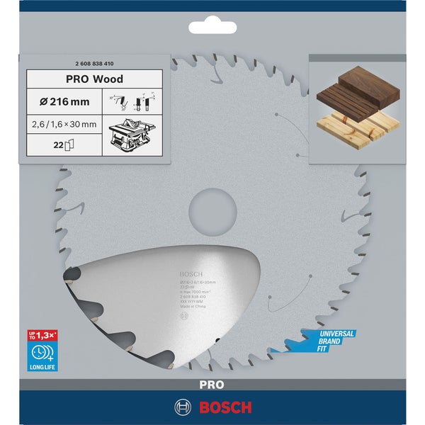 Bosch PRO Wood Kreissägeblatt 216 x 2,6 x 30 mm - 2608838410