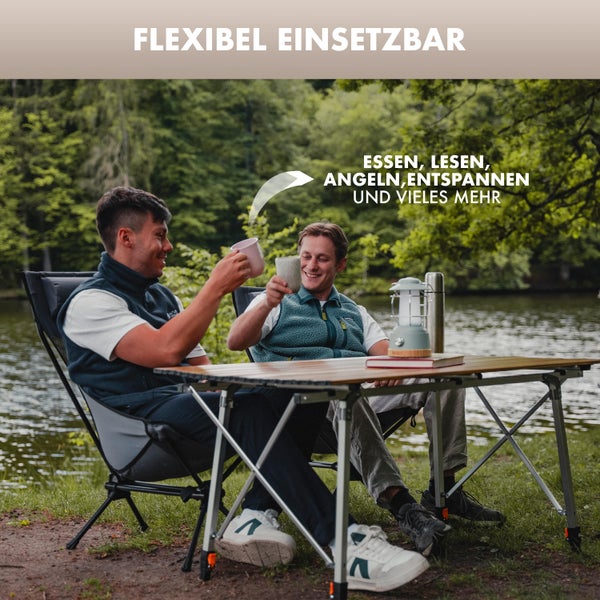 NATURBUMMLER® Kompakter und leichter Campingstuhl [Cloud Light+] mit atmungsaktivem Netzgewebe & hoher Rückenlehne – 100 kg belastbar – Bequemer Campingsessel für Garten, Camping, Angeln & Out
