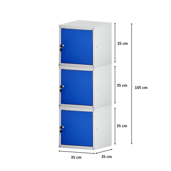 PROREGAL Mega Deal 3x Schließfachwürfel Cubic HxBxT 35 x 35 x 35 cm Grau-Blau