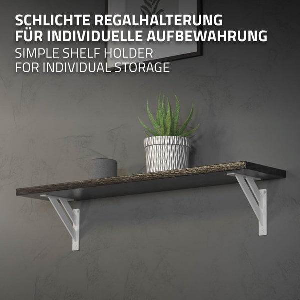 ML-Design 2 Stück Regalhalterung 180x180 mm, Weiß, Aluminium, Schwebende Regalhalterungen, Regalwinkel, Wandhalterung für Regalbrett, Regalträger für Wandmontage, Wandregal Wandkonsole Regalstütze