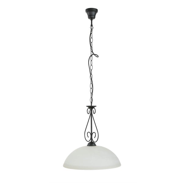 Hängelampe mit Kette und Glasschirm