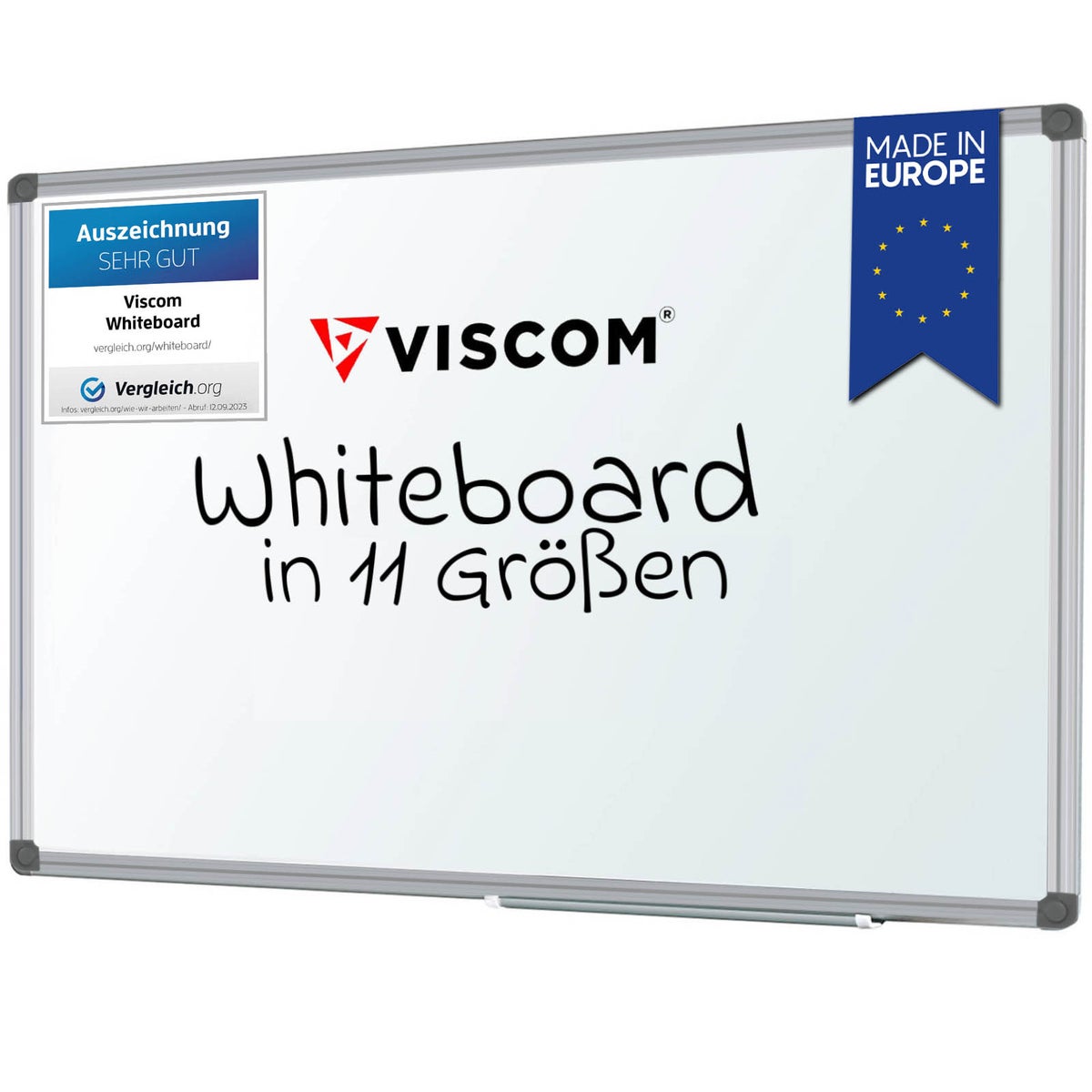 VISCOM Whiteboard magnetisch - 120 x 300 cm - Magnettafel für Büro &amp; Zuhause - Magnetwand, kratzfest &amp; beschreibbar - mit Aluminium-Rahmen - für Hoch- und Querformat