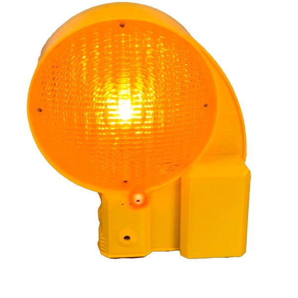 UVWARN Bakenleuchte gelbe LED + 1 Batterie 6 Volt 200mm Linse L6 DIN EN12352 einseitig / gelbes Gehäuse