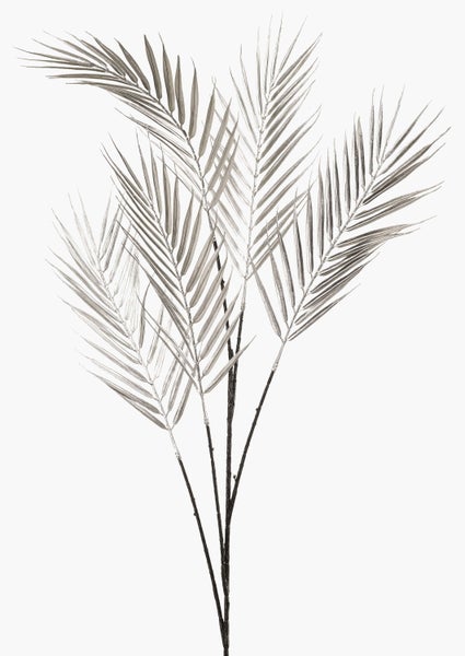 Künstlicher silberner Palmzweig mit fünf Wedeln.