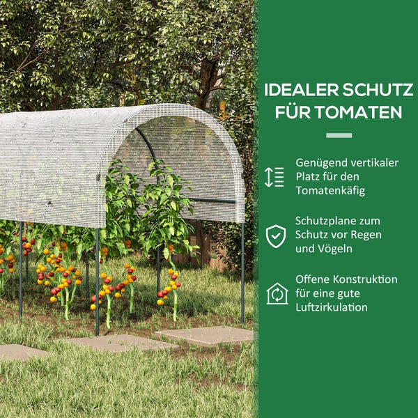 Outsunny Tomatengewächshaus, 400L x 120B x 170H cm, Stahl, PE, Weiß