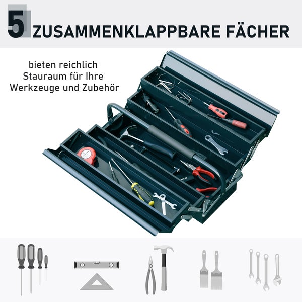 DURHAND, Werkzeugkasten, Werkzeugkoffer, 45L x 20B x 34,5H cm, Stahl (SPCC), Dunkelgrün