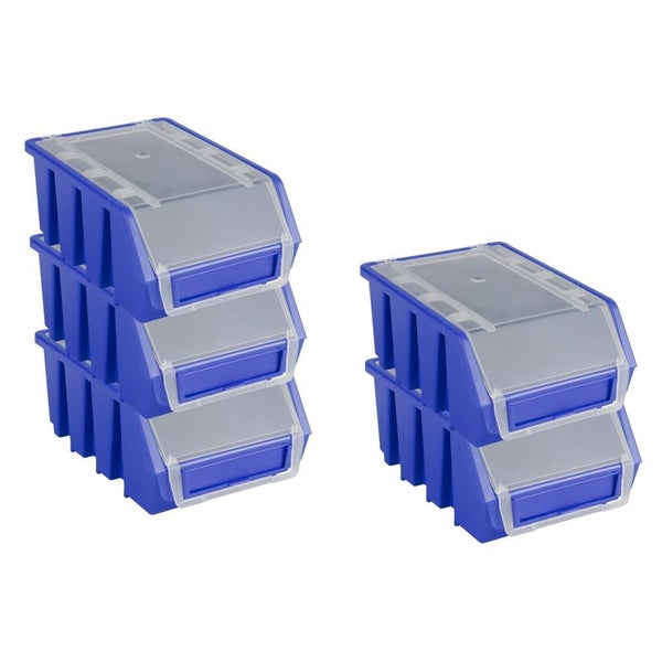 PROREGAL SuperSparSet 5x Sichtlagerbox 2 mit Deckel HxBxT 7,5 x 11,6 x 16,1 cm Polypropylen Blau