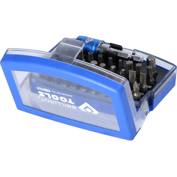 Bitset mit verschiedenen Bits in einem blauen Kunststoffkoffer