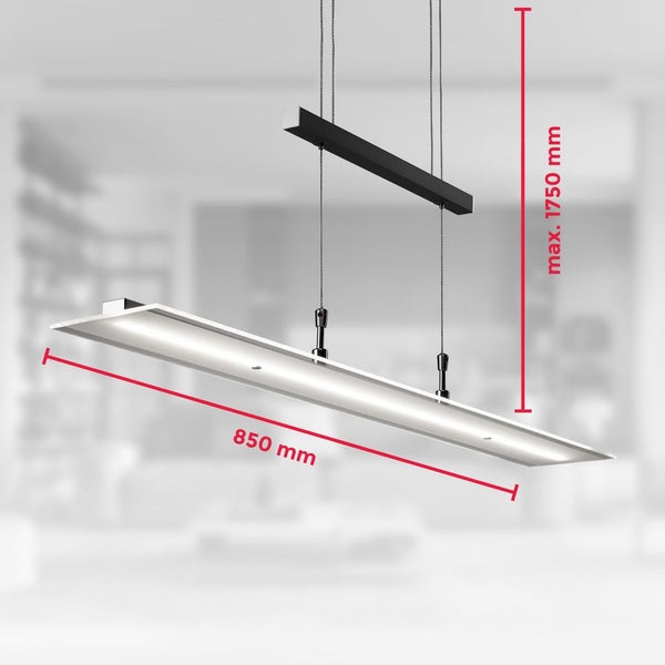 Hängelampe - 16W, 1750lm, LED, höhenverstellbar, dimmbar, warmweiß, schwarz