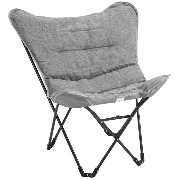 Outsunny Campingstuhl, tragbar klappbar Gartenstuhl, Modern Design, für Outdoor Picknick, max. Belastung 120 kg, 88 x 74 x 84 cm, Stahl, Polyester, Hellgrau