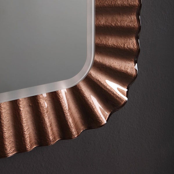 LED-Spiegel mit geschmolzener Glasrahmen in Wellenform Bronze 94x68 cm