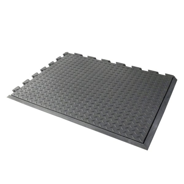 PROREGAL Anti Ermüdungs Gummifliese Eckstück Rechts BxL 70 x 78 cm Stärke 1,2 cm Schwarz