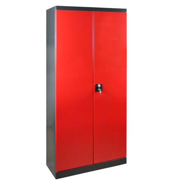 PROREGAL Putzmittelschrank Cat 2 Türen HxBxT 178 x 80 x 37 cm Anthrazitgrau Rot
