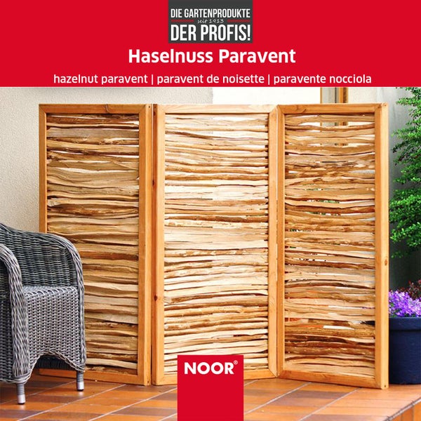Haselnuss-Paravent - 3teilig - klappbar - 120x180 cm - Sichtschutz-Module aus Naturmaterialien - Sichtschutz für Garten, Terrasse und Balkon
