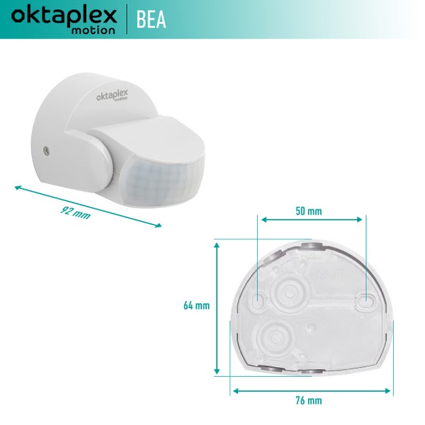 Oktaplex Bewegungsmelder Aussen IP65 weiß 180° schwenkbar 12m Reichweite