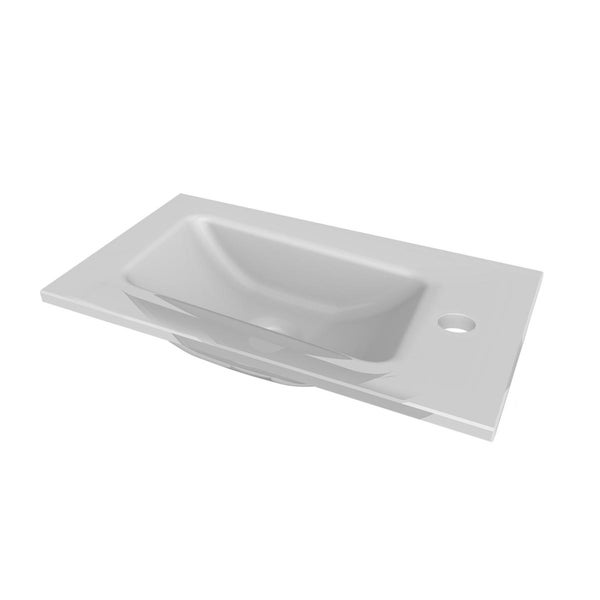 Fackelmann SCENO Gäste-WC Set 2 Teile – Waschtischunterschrank in Weiß mit Waschbecken aus Glas in Weiß – SBC Waschbeckenunterschrank schmal – Türanschlag links – 45 cm breit