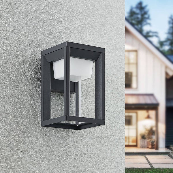 PRIOS LED Wandleuchte außen Gamion (spritzwassergeschützt (Modern) in Alu aus Aluminium (1 flammig, ) - Außenwandleuchten Wandlampe Led Außenlampe Outdoor für Außenwand/Hauswand