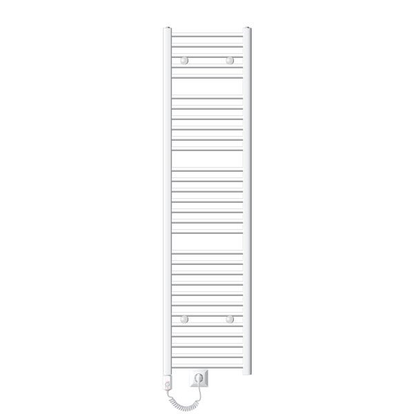 ECD Germany Badheizkörper Elektrisch 400x1800 mm mit Heizstab 900W Große Leistung Weiß gebogen mit Seitenanschluss-Design Heizkörper Handtuchwärmer Handtuchtrockner Handtuchheizkörper Handtuchheizung